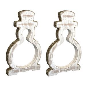 2x Rustic Wood Snowman 13" Tall Glittery Christmas Decor Vintage Old East Main